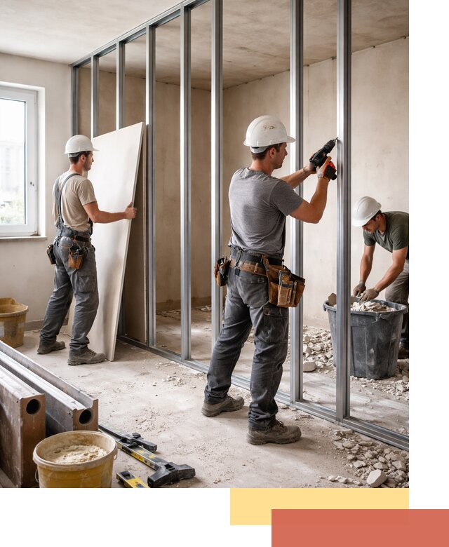 Перенос гипсокартонной перегородки в Губахе профессионально и быстро