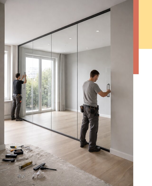 Изготовление стеклянных перегородок в Губахе от 12802 руб. под ключ | ОТДЕЛОЧНИК-Гбх