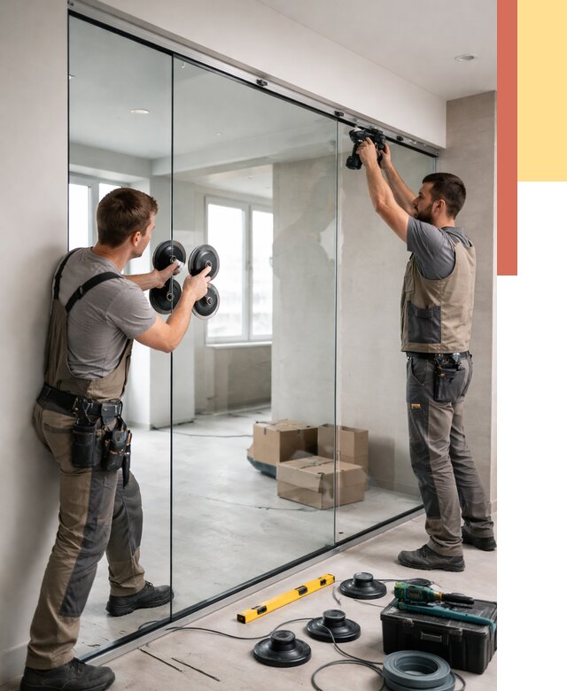 Монтаж стеклянных перегородок в Губахе от 6738 руб. | ОТДЕЛОЧНИК-Гбх