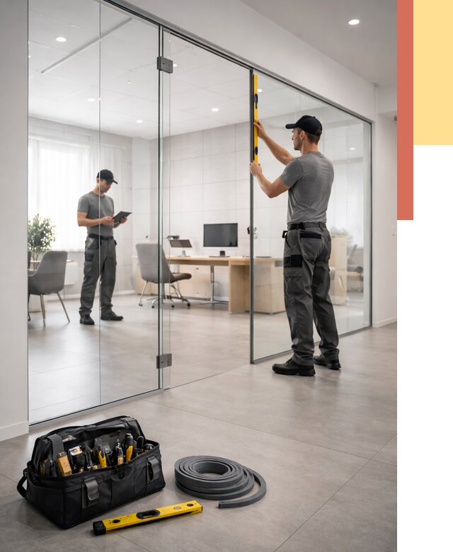 Цельностеклянные перегородки под ключ в Губахе от 9848 руб. — монтаж и цены | ОТДЕЛОЧНИК-Гбх