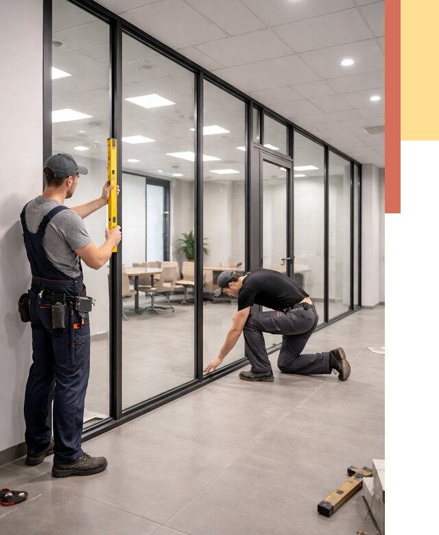 Каркасные стеклянные перегородки в Губахе под ключ от 9537 руб. | ОТДЕЛОЧНИК-Гбх