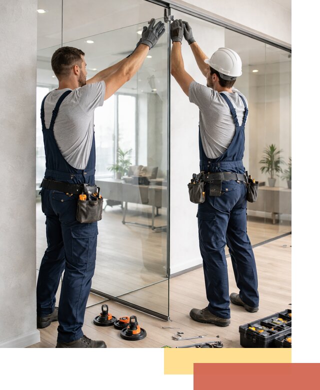 Безрамные стеклянные перегородки под ключ в Губахе