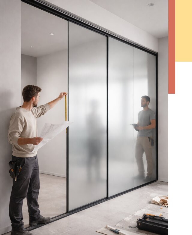 Матовые стеклянные перегородки в Губахе от 8811 руб. — монтаж и установка | ОТДЕЛОЧНИК-Гбх