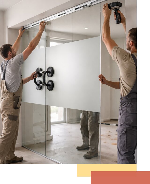 Матовые стеклянные перегородки под ключ в Губахе