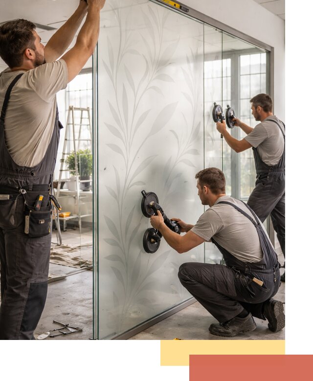 Стеклянные перегородки с рисунком на заказ в Губахе