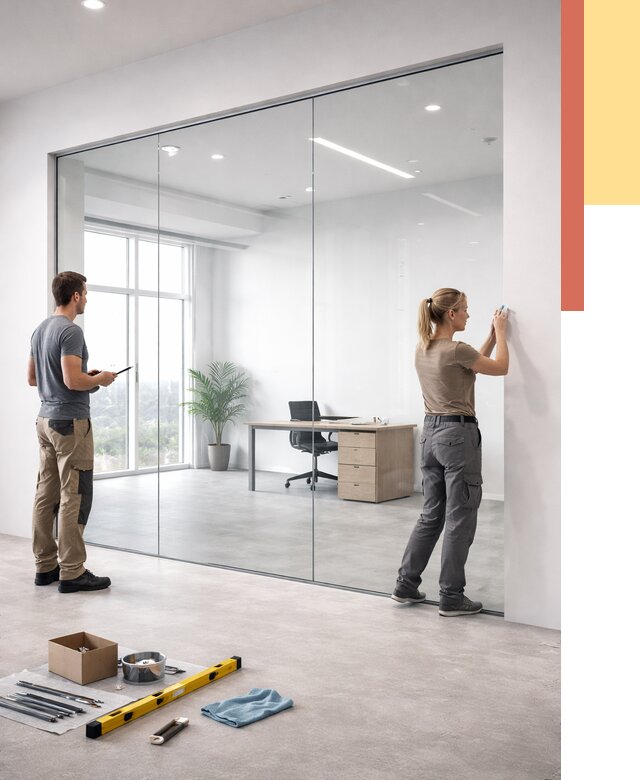 Перегородки из закаленного стекла в Губахе от 9848 руб. под ключ | ОТДЕЛОЧНИК-Гбх