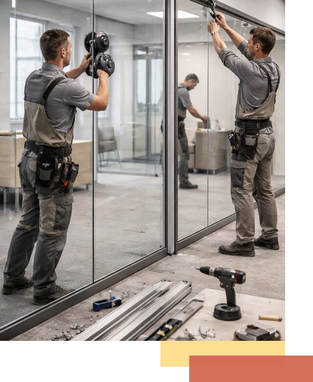 Стеклянные офисные перегородки под ключ в Губахе