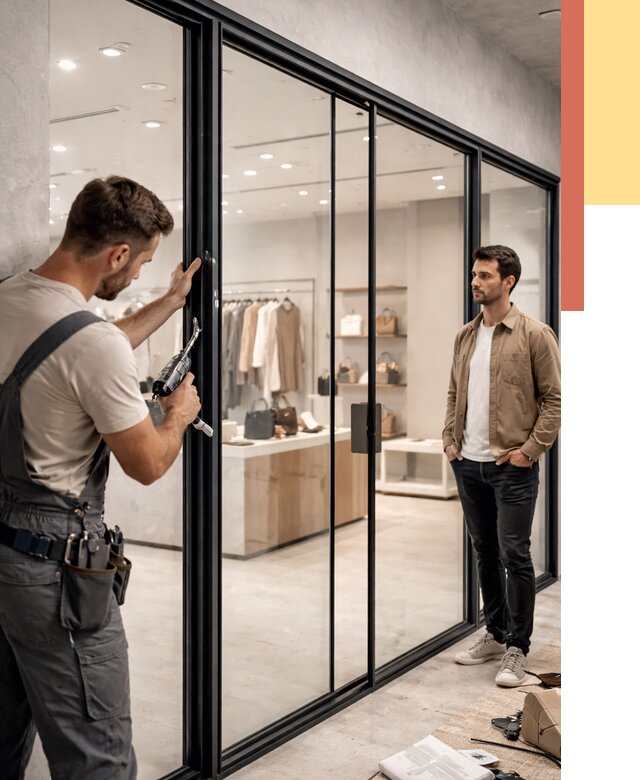 Стеклянные перегородки для магазинов в Губахе от 8500 руб. под ключ | ОТДЕЛОЧНИК-Гбх