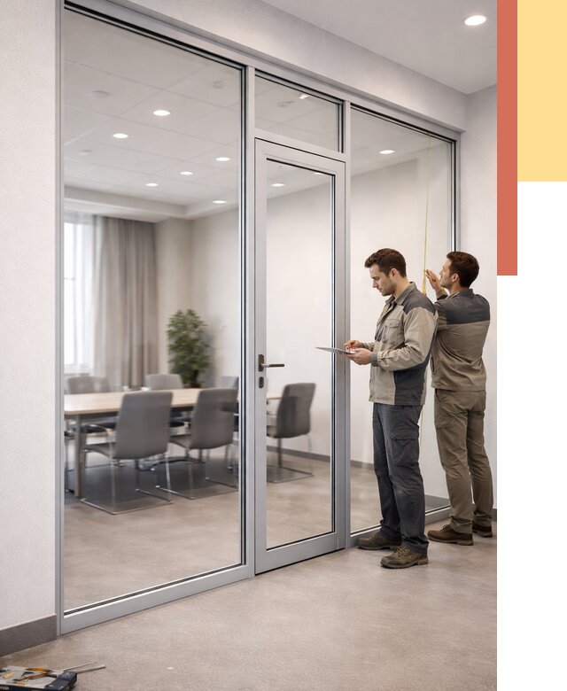 Установка и монтаж алюминиевых перегородок со стеклом в Губахе от 8500 руб. | ОТДЕЛОЧНИК-Гбх