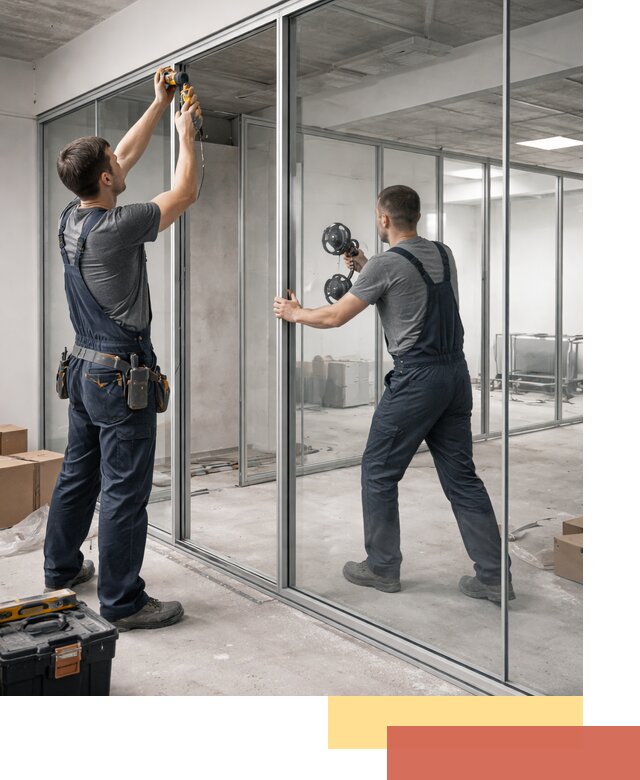 Алюминиевые перегородки со стеклом в Губахе — изготовление и монтаж