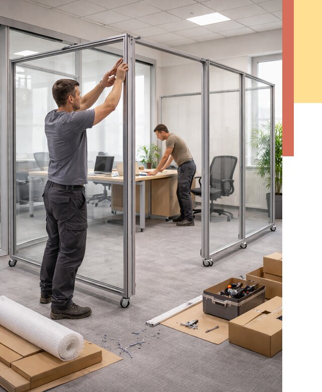 Мобильные офисные перегородки в Губахе от 12958 руб. — установка под ключ | ОТДЕЛОЧНИК-Гбх