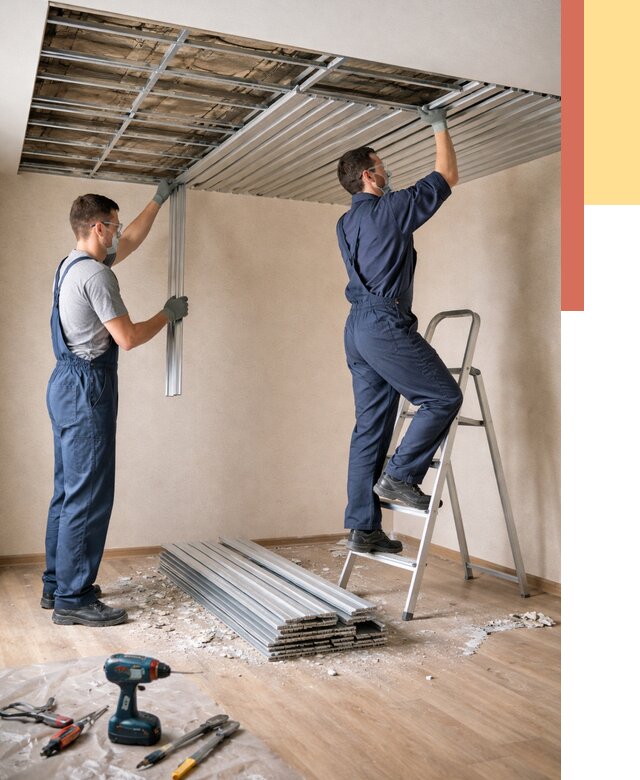 Демонтаж реечного потолка в Губахе от 4665 руб. быстро и недорого | ОТДЕЛОЧНИК-Гбх