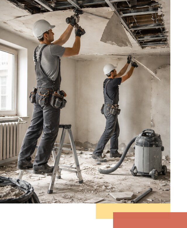 Демонтаж гипсокартонного потолка в Губахе быстро и аккуратно