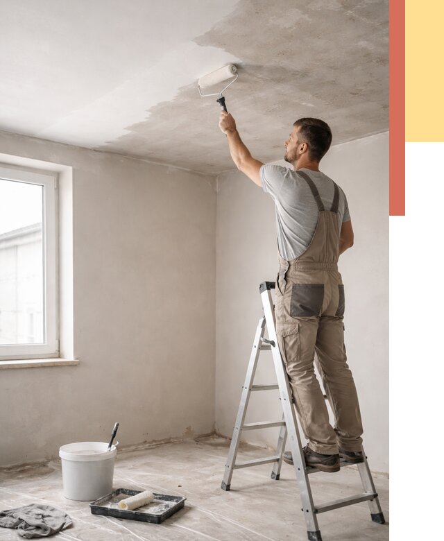 Грунтовка потолка в Губахе от 2592 руб. — быстро и недорого | ОТДЕЛОЧНИК-Гбх