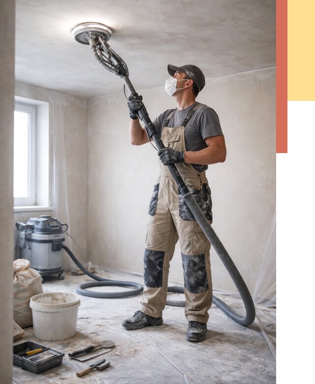 Шлифовка потолка в Губахе от 3628 руб. — услуги шлифования потолка | ОТДЕЛОЧНИК-Гбх