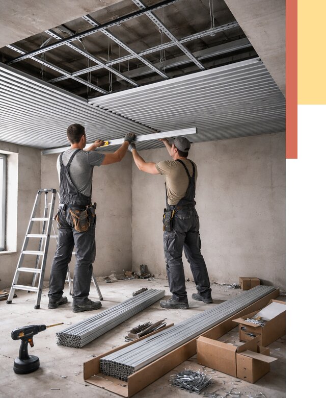 Монтаж реечного потолка в Губахе от 4665 руб. под ключ | ОТДЕЛОЧНИК-Гбх