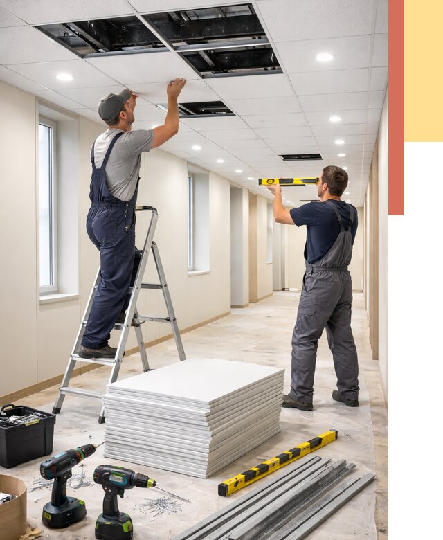 Ремонт потолка Армстронг в Губахе от 4665 руб. — быстро и недорого | ОТДЕЛОЧНИК-Гбх