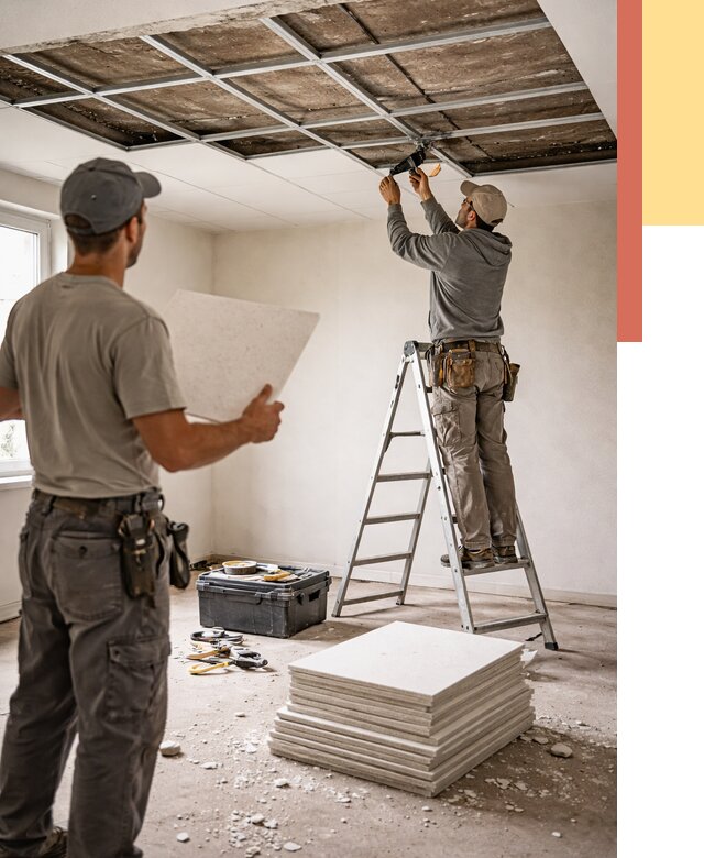 Замена плит подвесного потолка в Губахе от 1814 руб. быстро и недорого | ОТДЕЛОЧНИК-Гбх