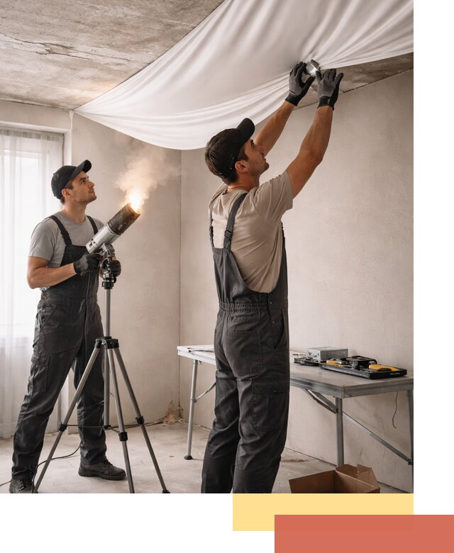 Установка натяжного потолка под ключ в Губахе