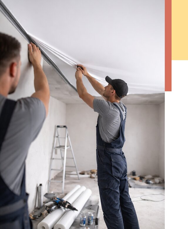 Монтаж матового натяжного потолка в Губахе от 4665 руб./м² — быстро и недорого | ОТДЕЛОЧНИК-Гбх