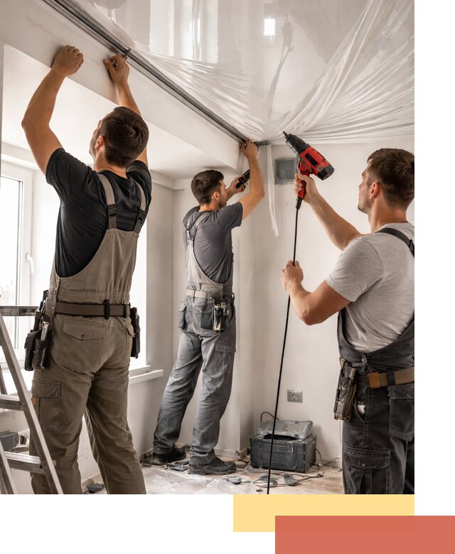 Монтаж глянцевого натяжного потолка в Губахе быстро и качественно