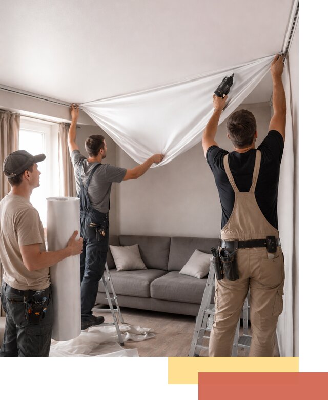 Монтаж сатинового натяжного потолка в Губахе качественно и быстро