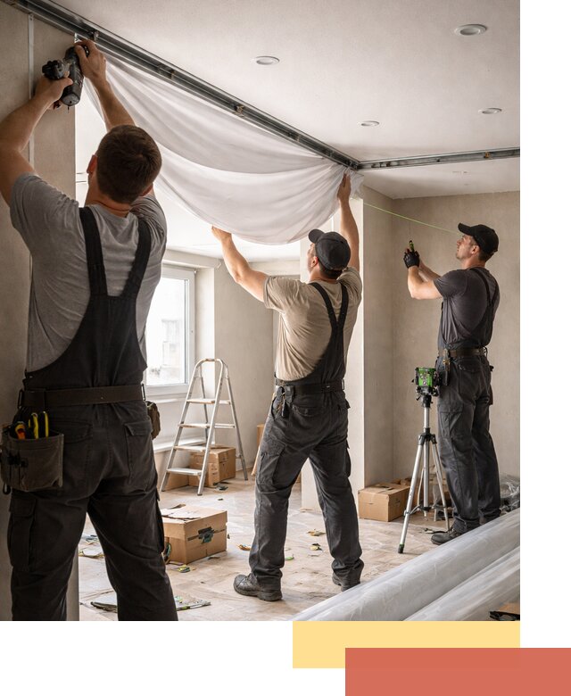 Монтаж парящего натяжного потолка под ключ в Губахе