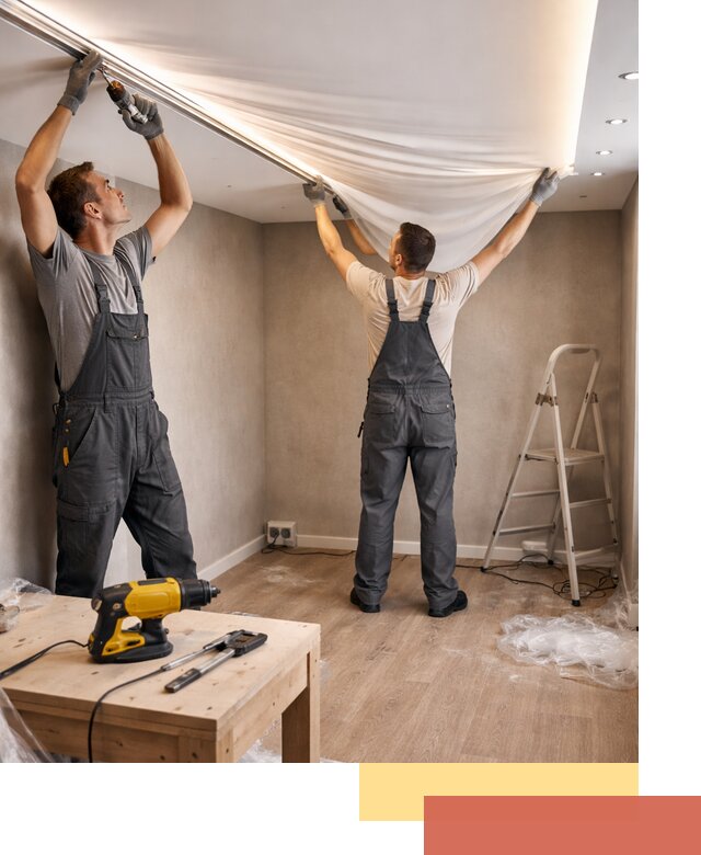 Монтаж натяжного потолка с подсветкой в Губахе цена и сроки