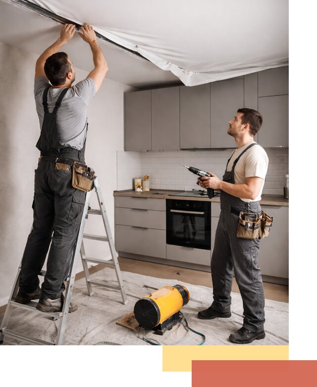 Монтаж натяжного потолка на кухне в Губахе