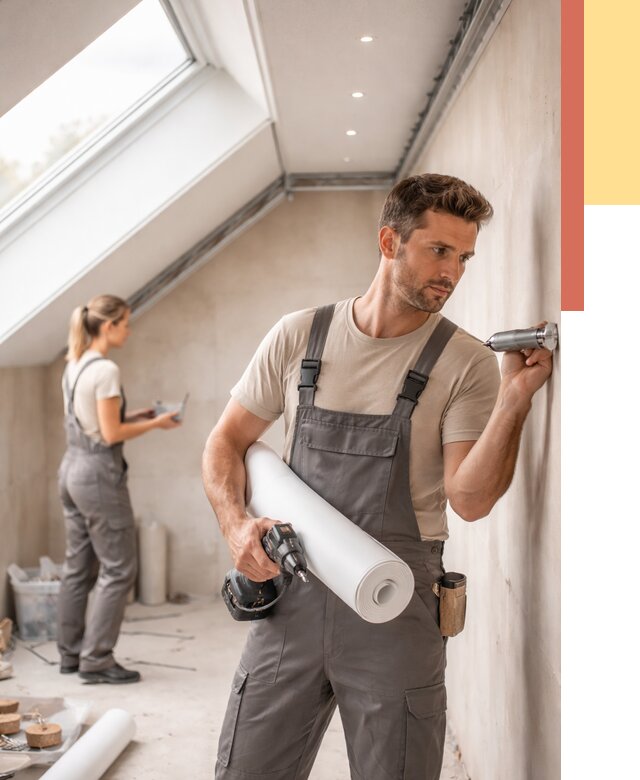 Монтаж натяжного потолка на мансарде в Губахе от 3628 руб. | ОТДЕЛОЧНИК-Гбх