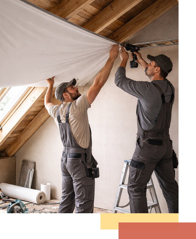 Монтаж натяжного потолка в мансарде в Губахе
