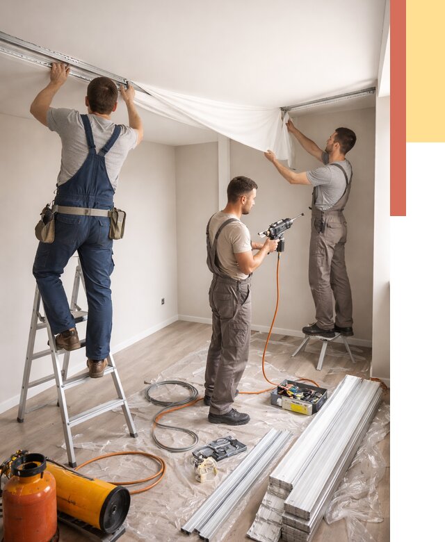 Монтаж натяжного потолка в студии в Губахе от 5701 руб. — быстро и недорого | ОТДЕЛОЧНИК-Гбх