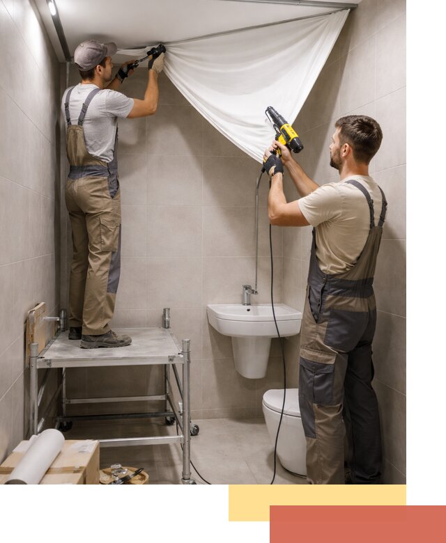 Монтаж натяжного потолка в санузле в Губахе