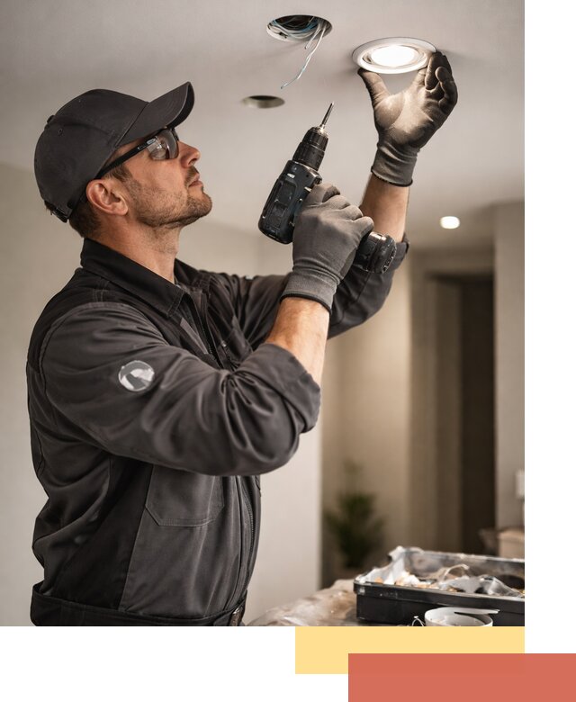 Установка точечных светильников в натяжной потолок в Губахе