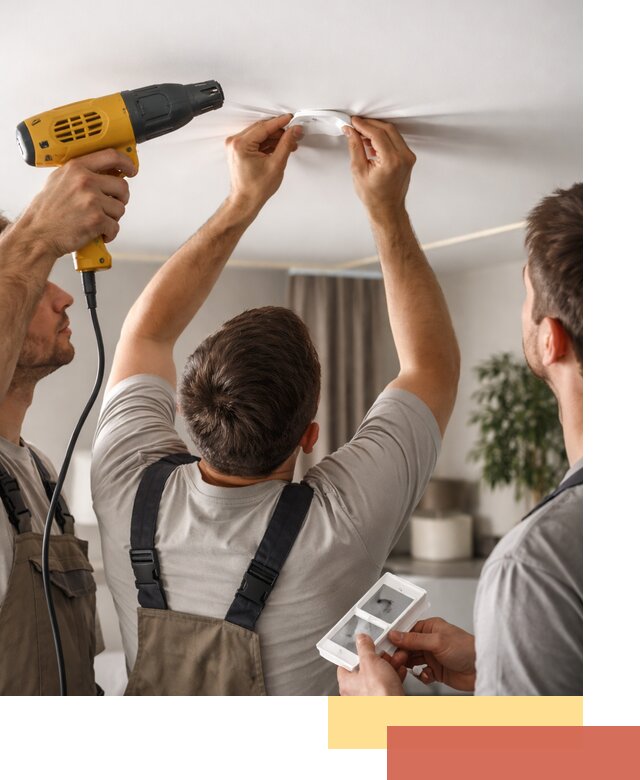 Ремонт прокола полотна натяжного потолка в Губахе