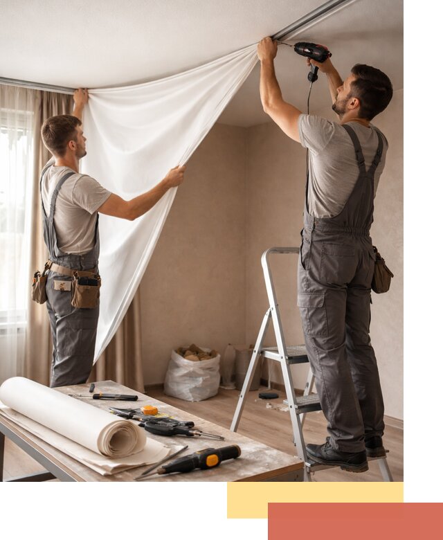 Замена полотна натяжного потолка в Губахе быстро и качественно