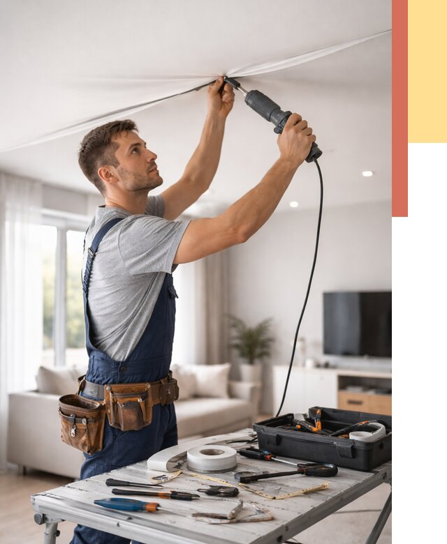 Ремонт натяжных потолков в Губахе от 9848 руб. под ключ — ОТДЕЛОЧНИК-Гбх