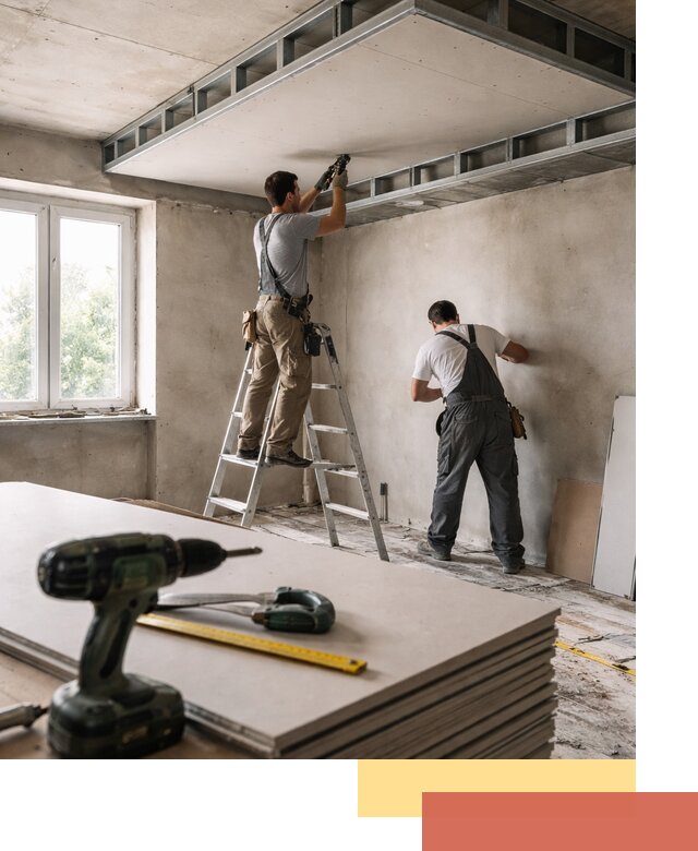 Двухуровневый потолок из гипсокартона в Губахе