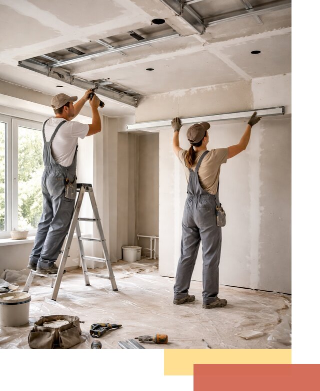 Монтаж многоуровневого потолка из гипсокартона в Губахе