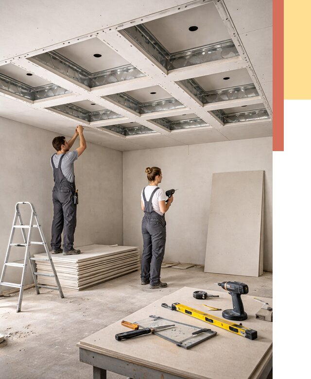 Кессонный потолок из гипсокартона в Губахе от 1918 руб. — монтаж и под ключ | ОТДЕЛОЧНИК-Гбх