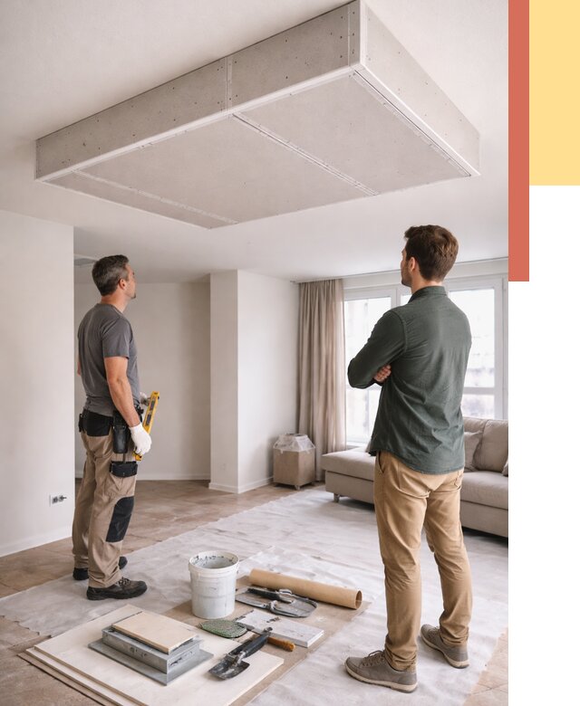 Короб на потолке из гипсокартона в Губахе от 2281 руб. — монтаж и услуги под ключ | ОТДЕЛОЧНИК-Гбх