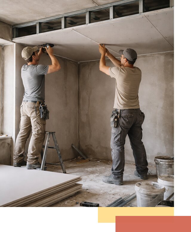 Короб из гипсокартона на потолке под ключ в Губахе