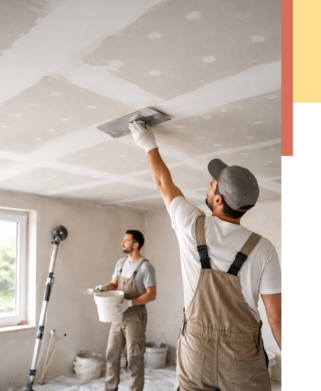 Шпаклевка потолка из гипсокартона в Губахе от 3317 руб./м2 — услуги под ключ | ОТДЕЛОЧНИК-Гбх