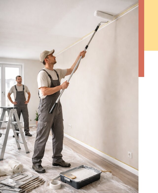 Покраска потолка из гипсокартона в Губахе от 4665 руб./м2 — услуги под ключ | ОТДЕЛОЧНИК-Гбх