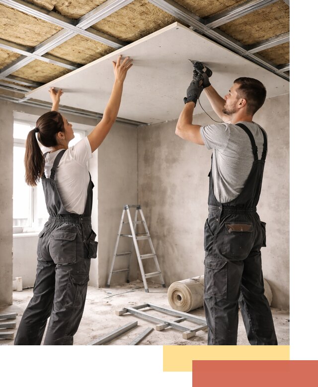 Звукоизоляция потолка из ГКЛ в Губахе профессионально и надежно