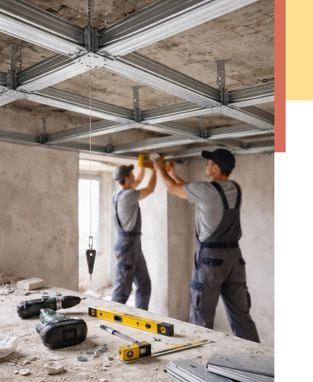 Монтаж каркаса потолка из профиля в Губахе от 4665 руб. — услуги ОТДЕЛОЧНИК-Гбх