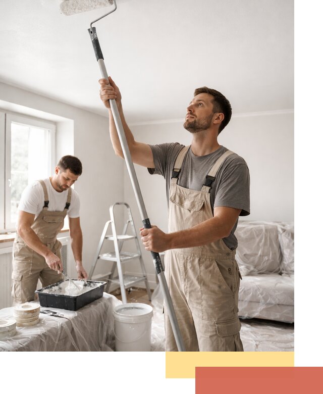 Покраска потолка водоэмульсионной краской в Губахе