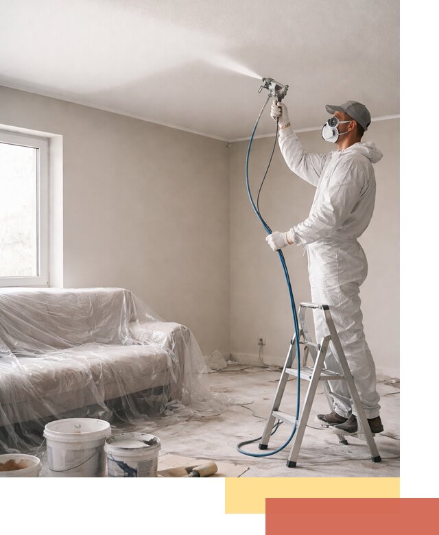 Покраска потолка краскопультом в Губахе быстро и качественно