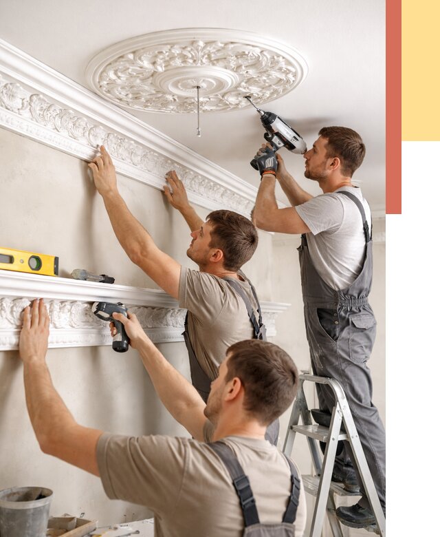 Монтаж лепнины на потолок в Губахе от 3317 руб. быстро и недорого | ОТДЕЛОЧНИК-Гбх