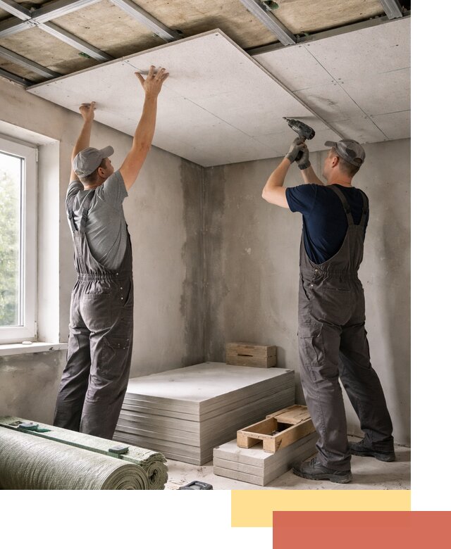 Шумоизоляция потолка панелями ЗИПС в Губахе